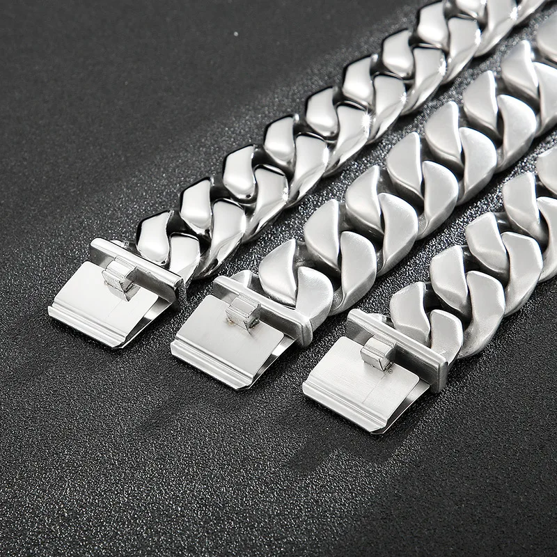 24/25/26mm Dicke Gliederketten Kubanische Armbänder Für Männer Puk Edelstahl Material Große Breite Mode Hand schmuck Party Geschenke – Detail 9