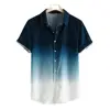 Summer Fashion Men's Short Sleeve Shirts Gradient Color Printed Tops Casual Business Shirts Everyday Street Tops Oversized S-5XL 1
