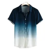 Summer Fashion Men's Short Sleeve Shirts Gradient Color Printed Tops Casual Business Shirts Everyday Street Tops Oversized S-5XL 1