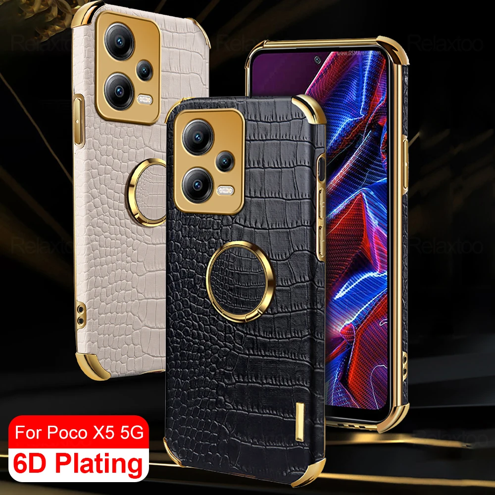 

Гальванический чехол с рисунком под кожу аллигатора для телефона Xiaomi Poco X5 Pro X5, защитный чехол для объектива