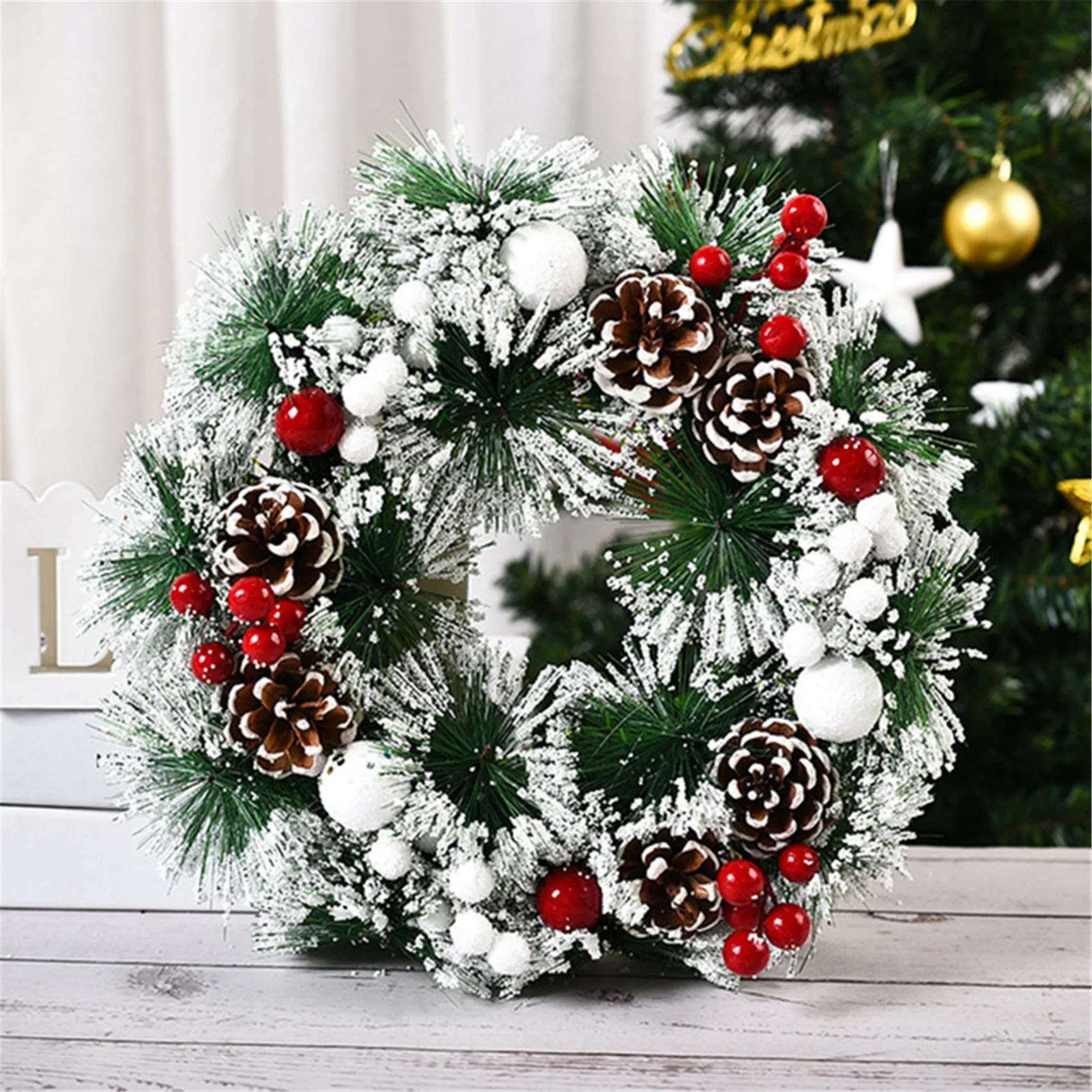 1pc Christmas Wreaths Door Hanging Rattan Venue Layout Christmas Decorations Garland for Home Decor 2025 New Year