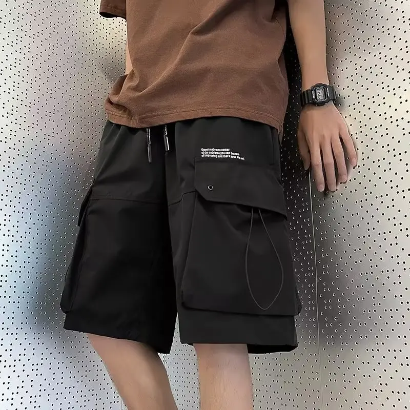 

2023 Short Pants Men Summer Knee-length Loose Casual Shorts Men's Streetwear Outerwear Thin Straight Cargo Sweatshorts