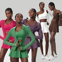 3Pcs Fitness Yoga Set Women Solid Color Gym Running Suit Breathable Quick Dry Sportswear Female Tennis Skirt Workout Clothes - Image 3