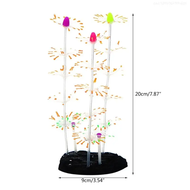 Silicone Coral Ornaments Aquarium Decor Artificial Seaweed Glow Ornament Fish Tanks Coral Plant Decorations F1FB