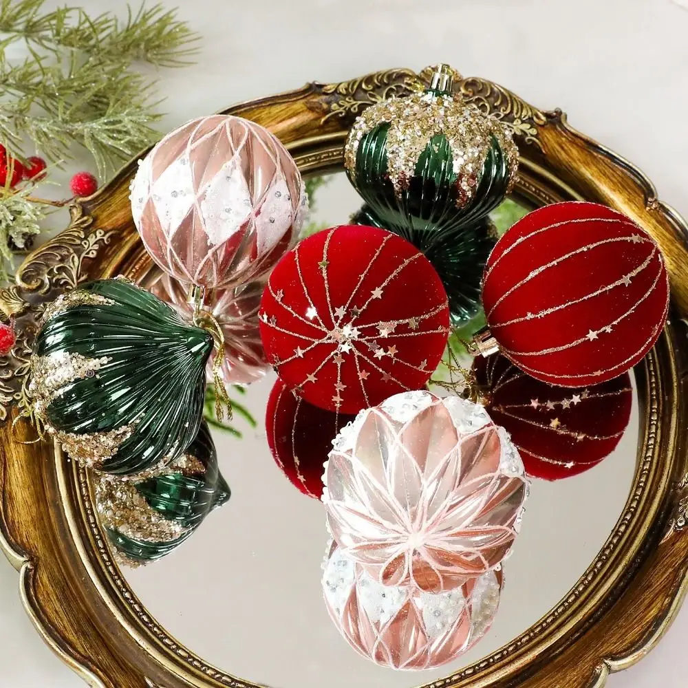 9Pcs 8cm Christmas Balls Irregular-Shaped Shatterproof Christmas Hanging Pendants Plastic Decorative Christmas Tree Decoration