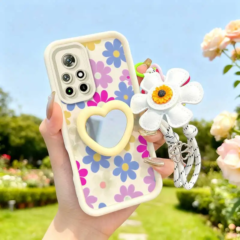 Cartoon Flower Phone Case Set with Lanyard and Craft Embellishments