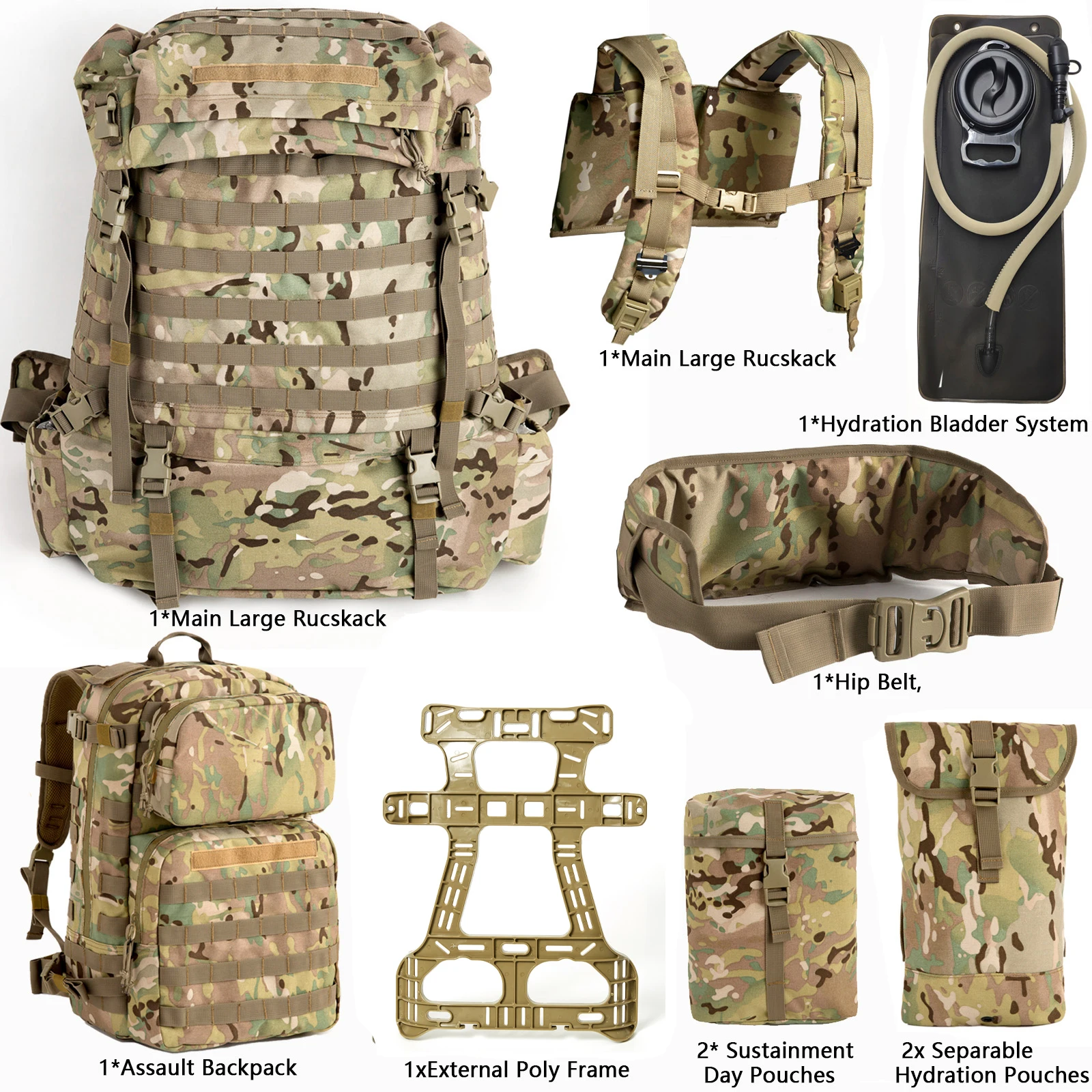 160l Grote Rugzak Mt Pack Tactische Rugzak Militaire Flibe Frame Heupgordel Tactische Militaire Kampeeruitrusting Heren Rugzak