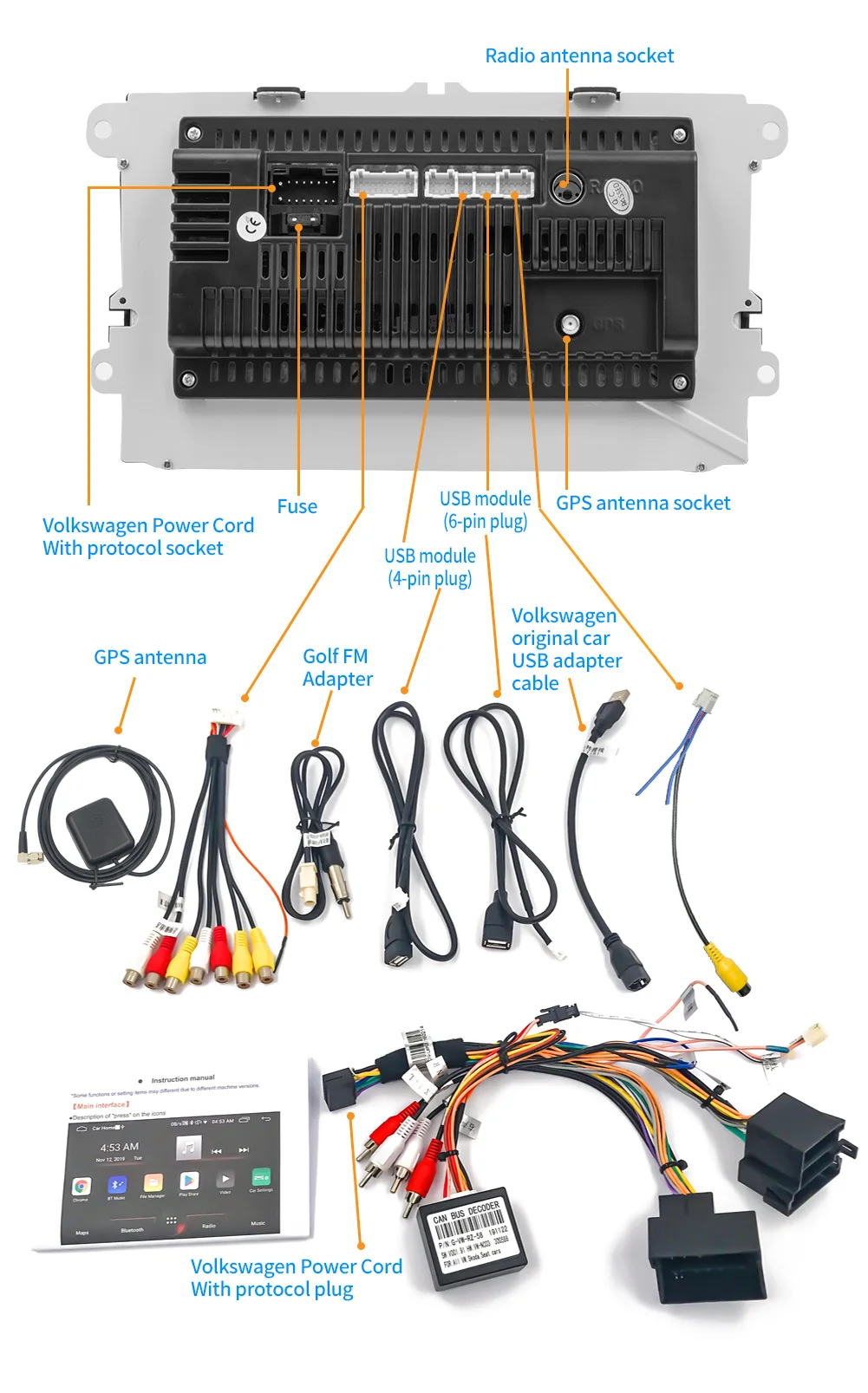 Sf73cba5e5a6d444ab2958783e01053c5m Android 12 Autoradio Multimedia Player 2Din Car Radio for VW Volkswagen Golf 5 6 Passat B6 Jetta MK5 MK6 Car Intelligent Systems