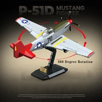 World War Military P-51 Mustang Fighter Building Blocks WW2 Aircraft La-7 Spitfire Yak-1B Bf-109E Plane Technical Bricks Kid Toy 4