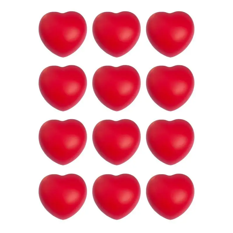 

12PCS Soft PU Foam Exercise Grip Ball Hand Finger Training Red Heart Squeeze Balls Anti Stress Games Toys For Kids Children
