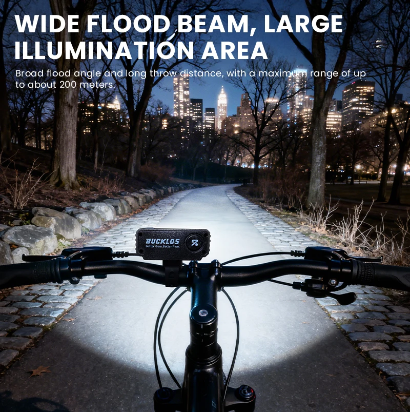 Luci per Bicicletta BUCKLOS 2000mAh con Ricarica Solare, 800LM, Impermeabili IPX6, Faro Anteriore per Bici con Allarme 120dB - immagine 2