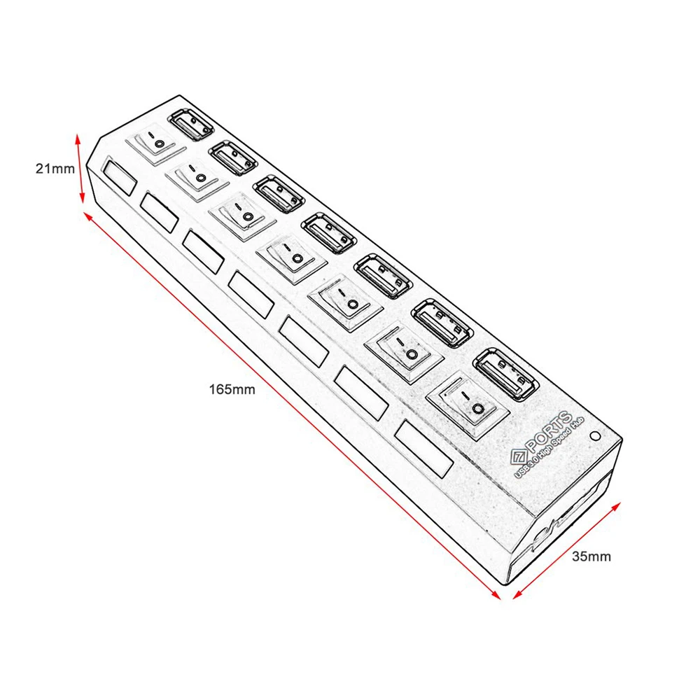 3.0 허브 USB 허브 3.0 멀티 USB 분배기, 4/7 포트 다중 확장기, PC용 스위치 포함 전원 어댑터, USB3 허브