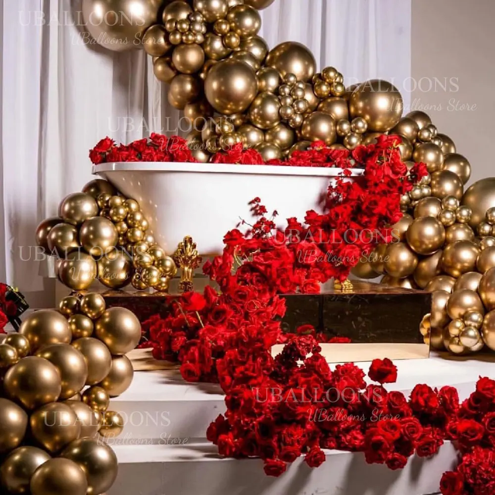 Chrom-Gold-Luftballons, Girlande, 12, 12, 45,7 cm, Metallic-Gold, Chrom-Luftballons, Bogen für Geburtstag, Weihnachten, Hochzeit, Party-Dekorationen – Detail 13
