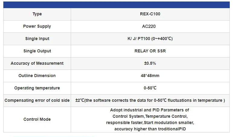 REX-C100 K J PT100 Digital Output Thermostat Electronic PID Programmable Sensors