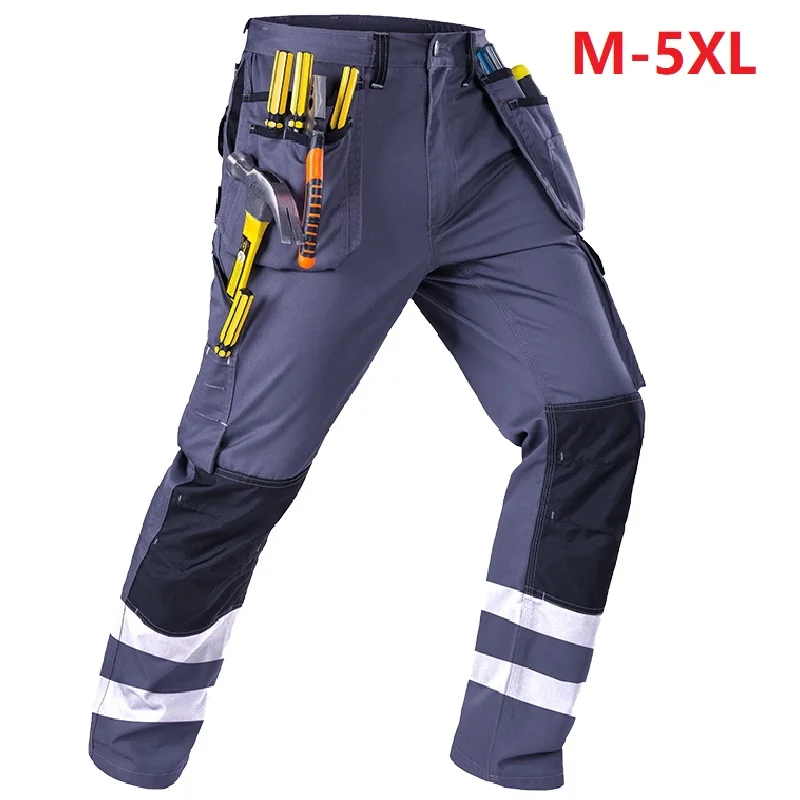 

Working Clothing Mens Black Mechanic Pants Craftsman Worker Trousers Reflective Stripe Wear Resistant Workwear Uniform Free Ship