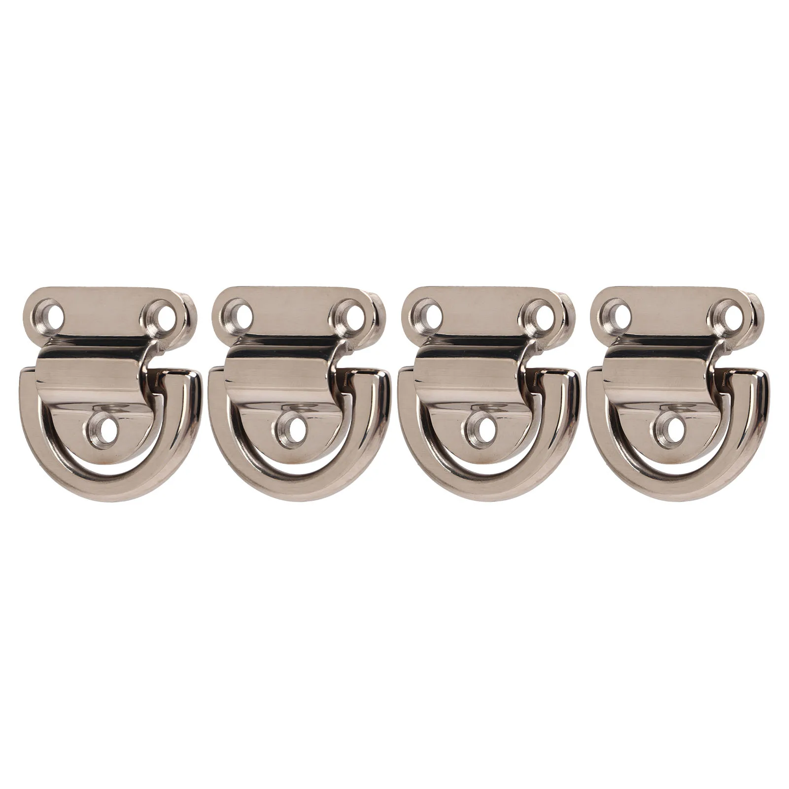 4 Sets Marine Folding Pad Eye Replacement - Stainless Steel D-Ring Deck Hardware For Yacht & Boat