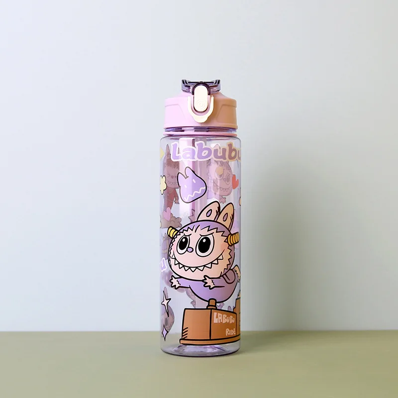 Water Cup Children's Cartoon Transparent Pop-up Spout Water Cup Hand-held Strap Anti-fall Kettle Space Cup
