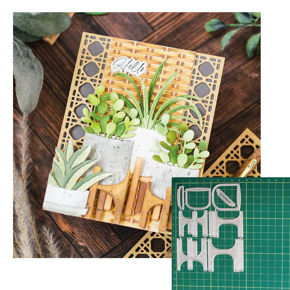 

Potted Plants Shelf Metal Cutting Dies Scrapbooking DIY Card Making Decoration Embossing Mold