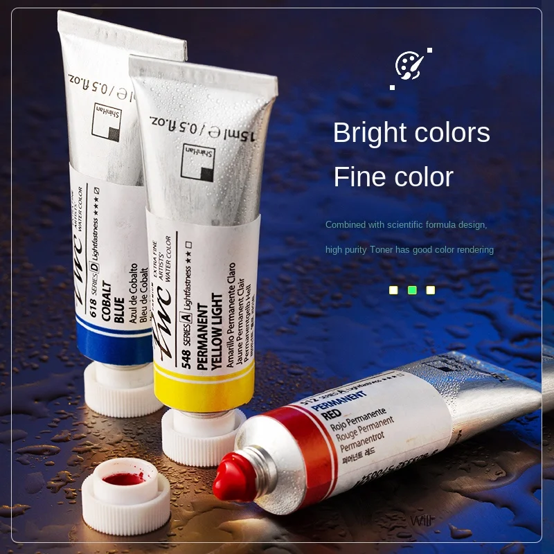 Korean Import SHINHAN artist watercolor pigment 15ml pwc tubular Acuarela professional beginner art suppliesb Student supplies