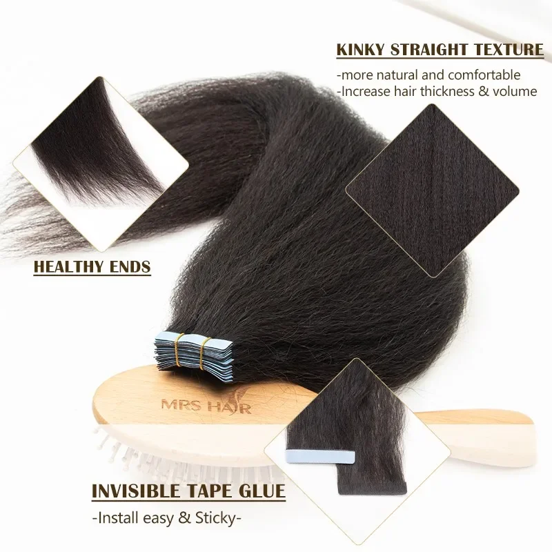 Onzichtbare Tape In Hair Extensions Kinky Recht/Licht Yaki Rechte Geïnjecteerde Tape Ins Remy Black Core Lijm Naadloze 20 Stuks