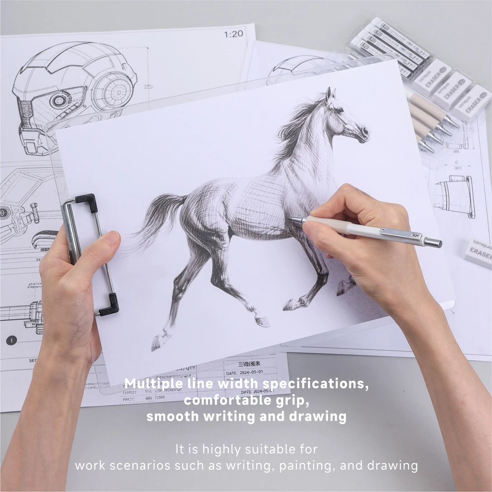 Drawing Mechanical Pencil Set with Erasers & Lead Core 0.3/0.5/0.7/0.9mm Soft Retractable Pencils for School Study Writing