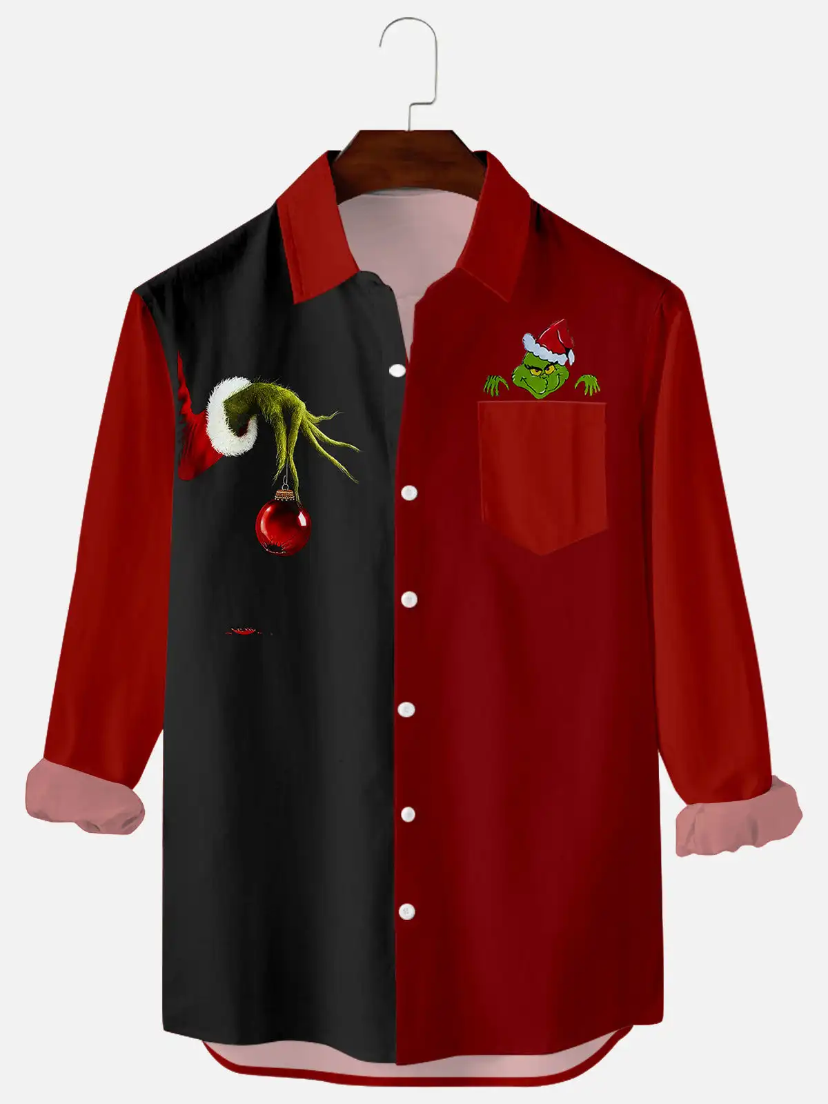

Men's Daily Casual Spoof Christmas Series Long-sleeved Shirt With Pockets