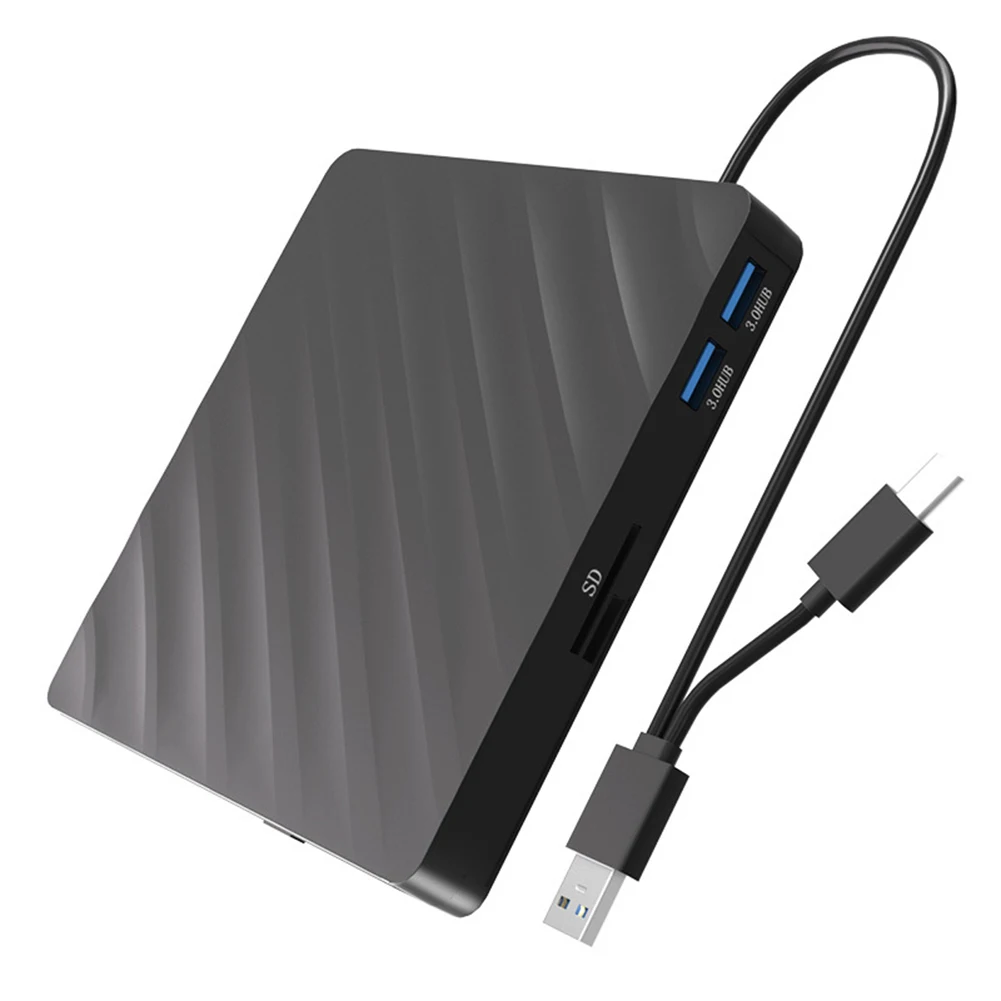 노트북 데스크탑 PC용 디스크 복사기 드라이브, USB 3.0 C 타입 휴대용 CD 드라이브, Win Mac OS TF/SD 카드 슬롯과 호환 가능, 6 in 1