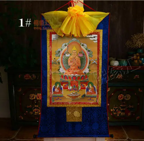 

Тибетский буддийский Будда Шелковый позолоченный танка тханка тюнхапа Цун хапа 35 см