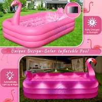 2026 Inflatable Pool with Lights Solar Flamingo Swimming Pool for Adults Durable Thickened Pool for Backyard Outdoor 100X63X20 3