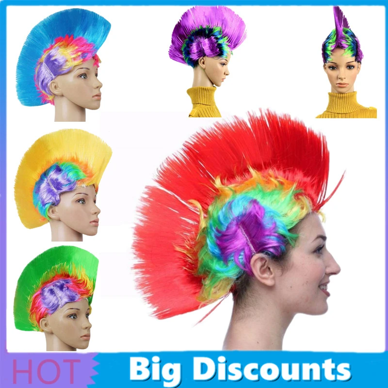 9 Colors Punk Wig Funny Cockscomb Decoration Unisex Cosplay Halloween Party Headdress goddess costume