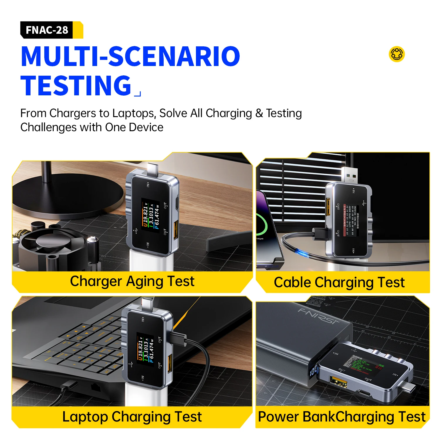 Enhanced USB Tester, Digital Voltmeter and Ammeter, 2-in-1 Type-C Meter