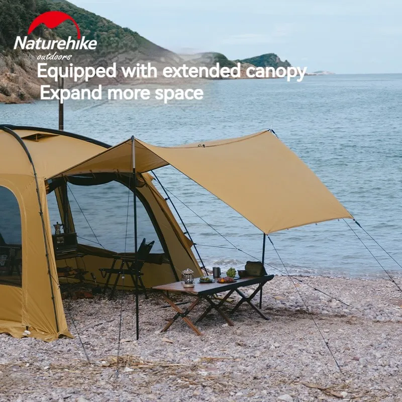 Naturehike Dunes 10.9 Camping Dome Tent Extended Canopy 5-6 People 4 Seasons Outdoor Waterproof Large Space Tent Chimney Hole