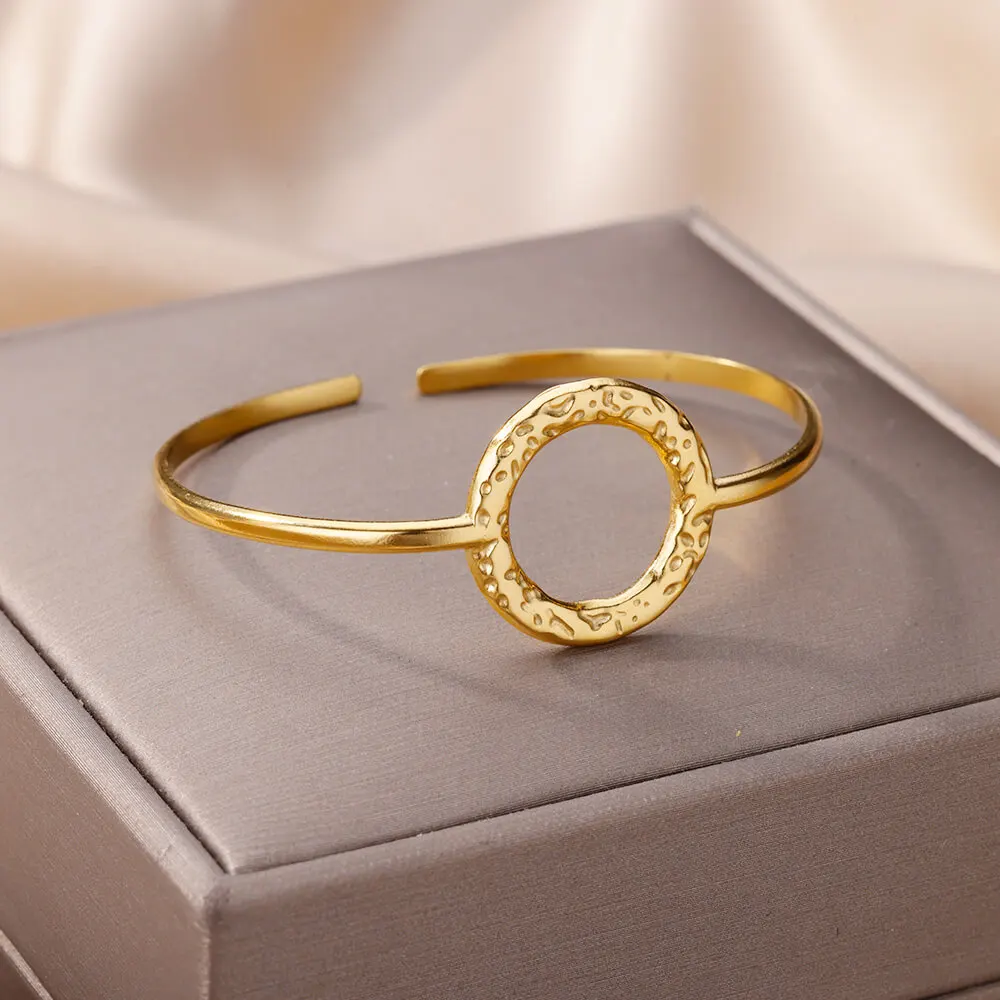 1pc Simple Circle & Flat Opening Design Personalized Fashionable Luxurious Bracelet