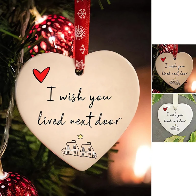 

Christmas Decorations Heart Hanging Ornament Ceramics Ornament Decor Perfect For Friends Couples Christmas Tree Easy To Use