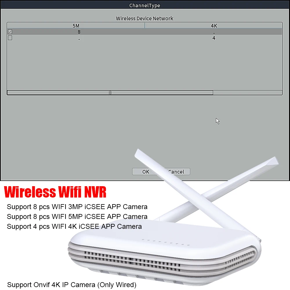 Network Video Recorder Wifi NVR Mini 4CH 8MP/8CH 5MP 3MP XMeye WIFI Video Recorder For Wireless Security System TF Card Slot Face Detection P2P H.265
