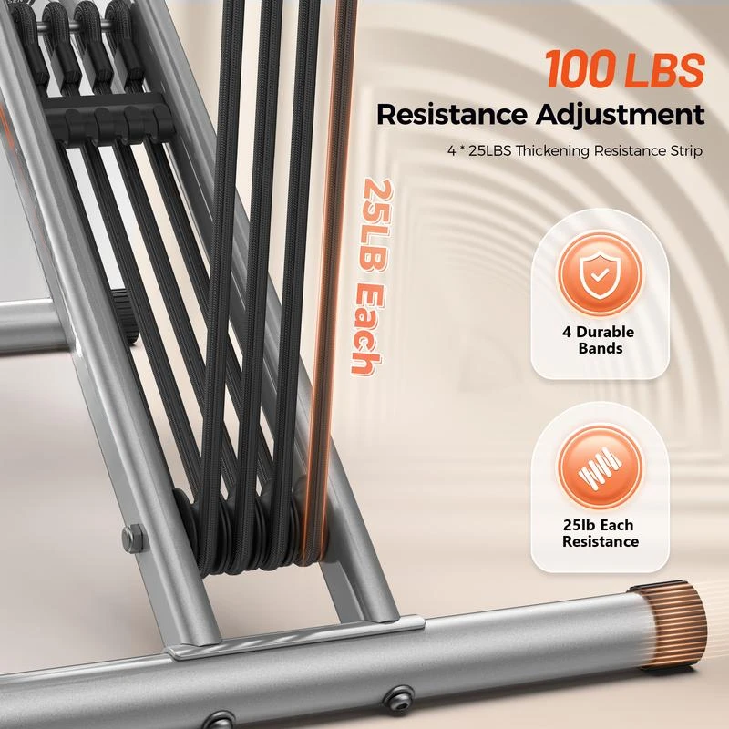 Squat Machine for Home,Rodeo Core Exercise Machine,330lbs Foldable,Adjustable 4 Resistance Bands.Ab Back/Leg Press Hip Thrust