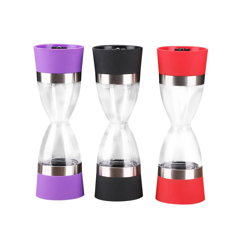 2 in 1 Hourglass Shape Manual Salt Pepper Mill Spice Grinder Pepper Shaker Salt and Grinder Kitchen Gadgets Cooking Tool salt and pepper grinder