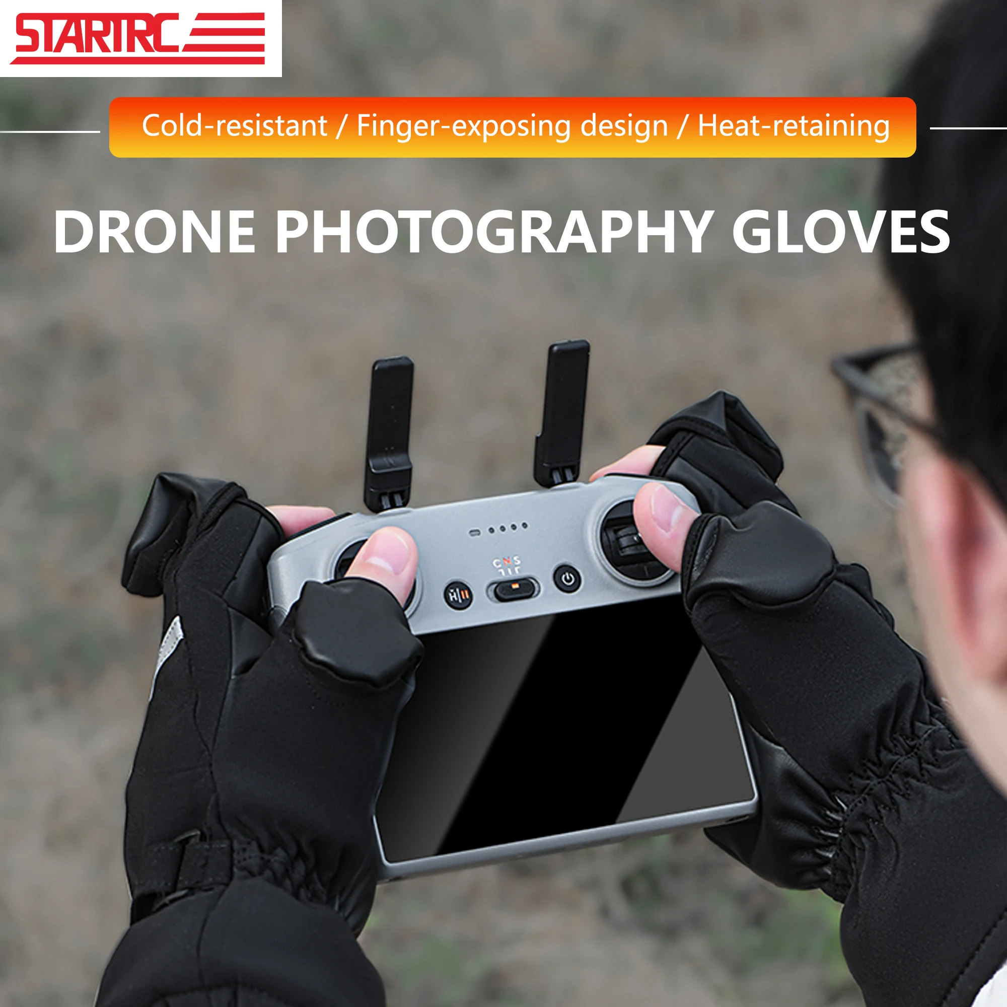 STARTRC universal drone flight gloves winter warm pilot gloves V2 for DJI Air 3S/Mini 3 Pro/Neo/Avata 2/Mavic 3 Pro/Mini