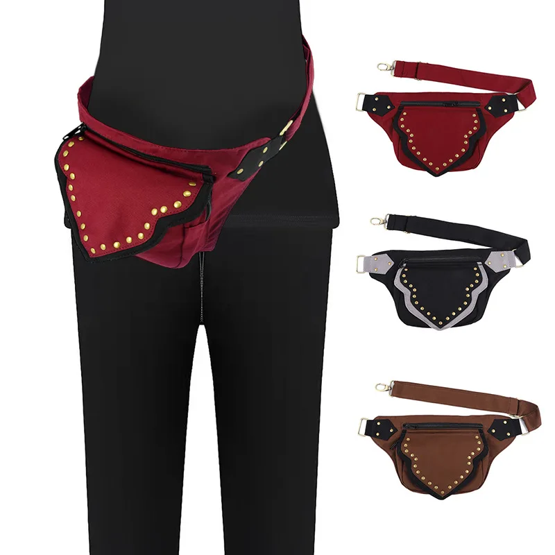 Retro Metal Men's And Women's Waist Bag Purse Multifunctional Mobile Phone Storage Bag Chest Bag Pochete Belt Bag Waist Pack