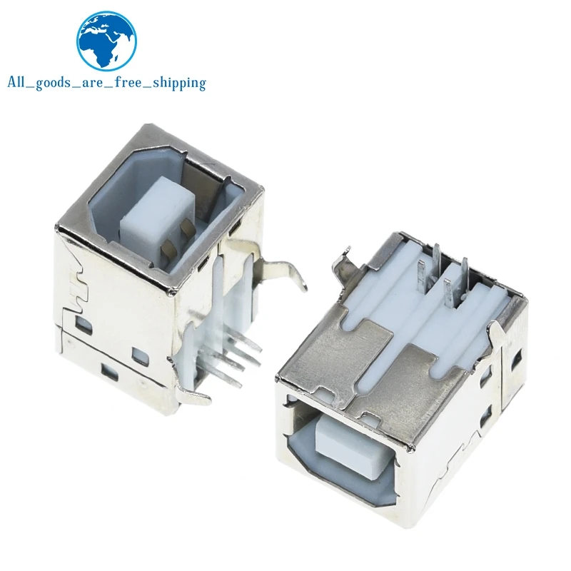 10 Connettori USB B Femmina 90° PCB - Tipo Quadrato Per Saldatura