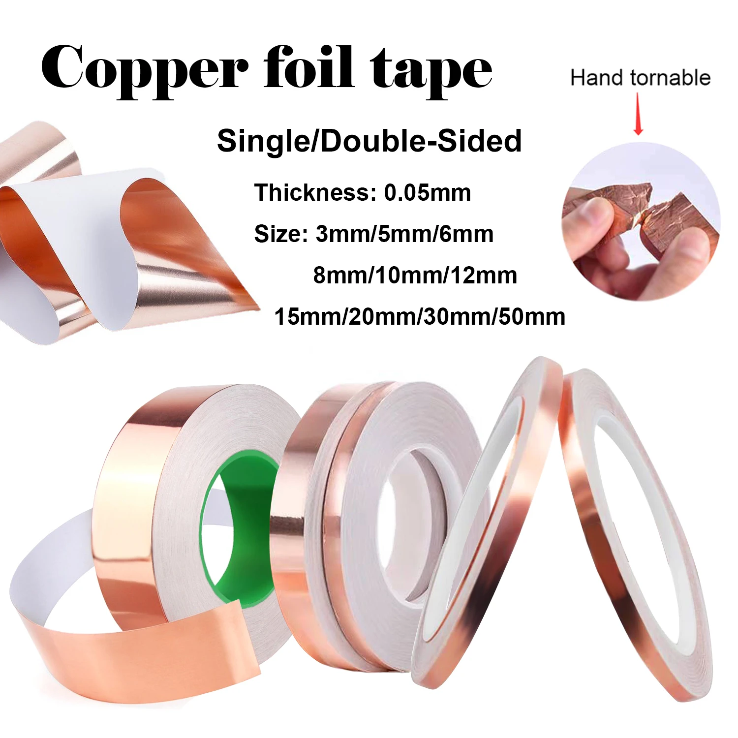 Versatile Adhesive Conductive Copper Foil Tape - Multiple Widths, 20M Length