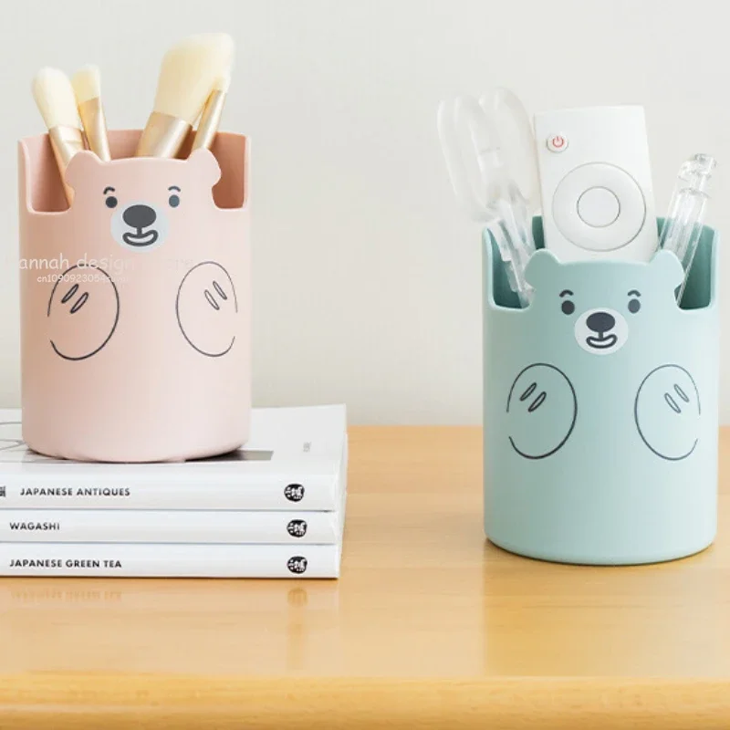 Phone Holder Makeup Organizer Pen Holder Desk Organizer Pen and Brush Holder Brush Holder Multifunctional Pen Holder Kawaii Cartoon Bear Makeup Brush Holder Lovely Fashion Phone Student Stationery Pen Organizer