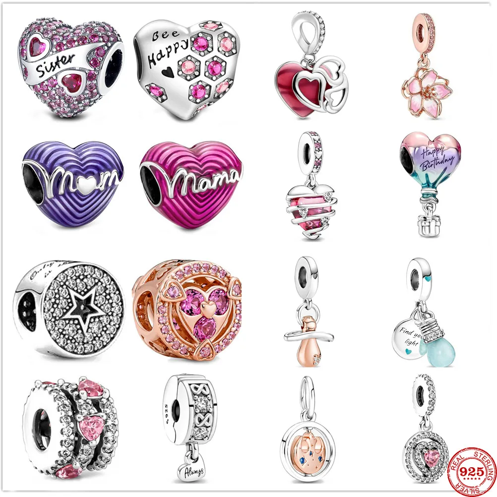 

New Mother's Day Gift Happy Birthday Ballon Mom DIY Beads Fit Original Pandora Charms Silver 925 Bracelet Bead Jewelry Making