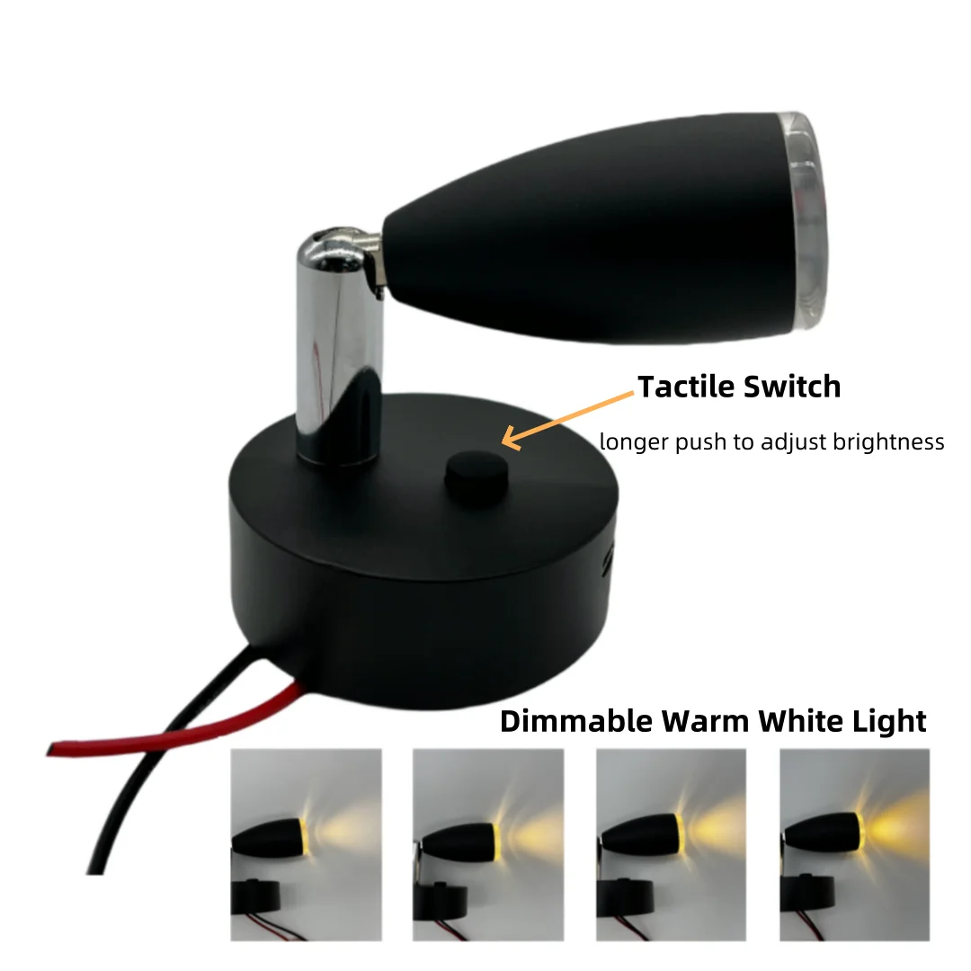 RV 12V Spotlight 2 PCS Touch Switch Dimmable Type-C fast charging Bedside Reading Light for RV, Boat, Yacht, Caravan Motorhome