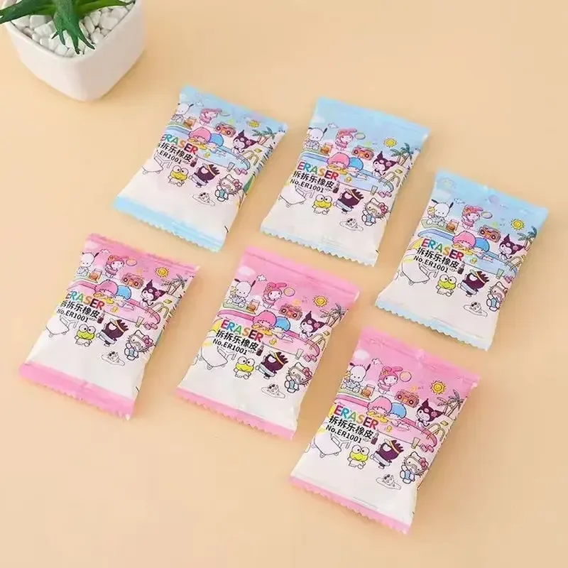산리오 귀여운 헬로 키티 쿠로미 시나모롤 펌핑 지우개, 학생 문구 용품, 어린이 선물 장난감, 60 개, 신제품
