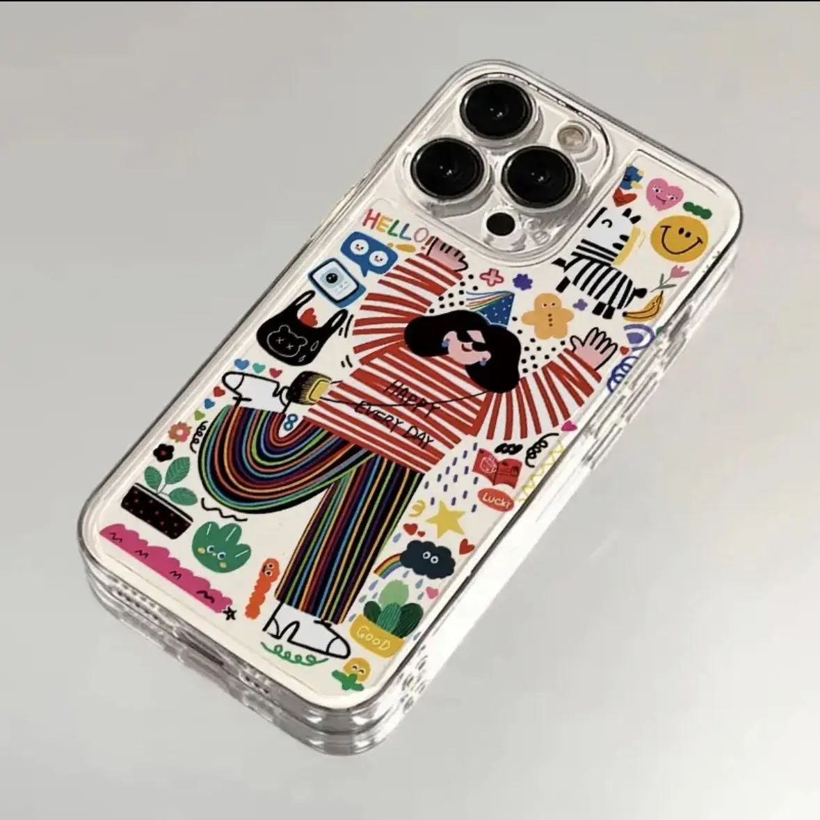 حافظة هاتف Happy Girl Line Trend لهاتف آيفون 16 15...