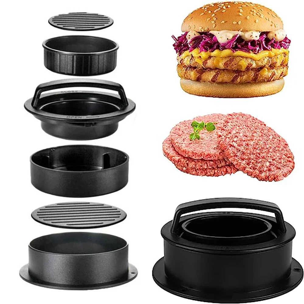 3 in 1 Hamburger Meat Press Machine Non-stick Burger Pattie Press Pork Beef Patty Maker Mold for Stuffed Burgers Kitchen Tools