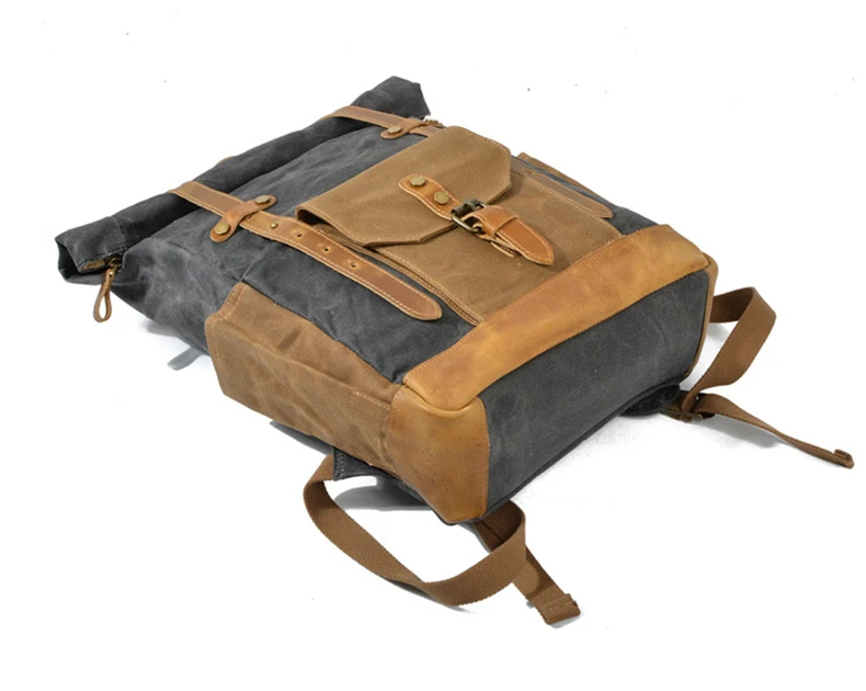 Backpack Roll-top - Canvas Leather