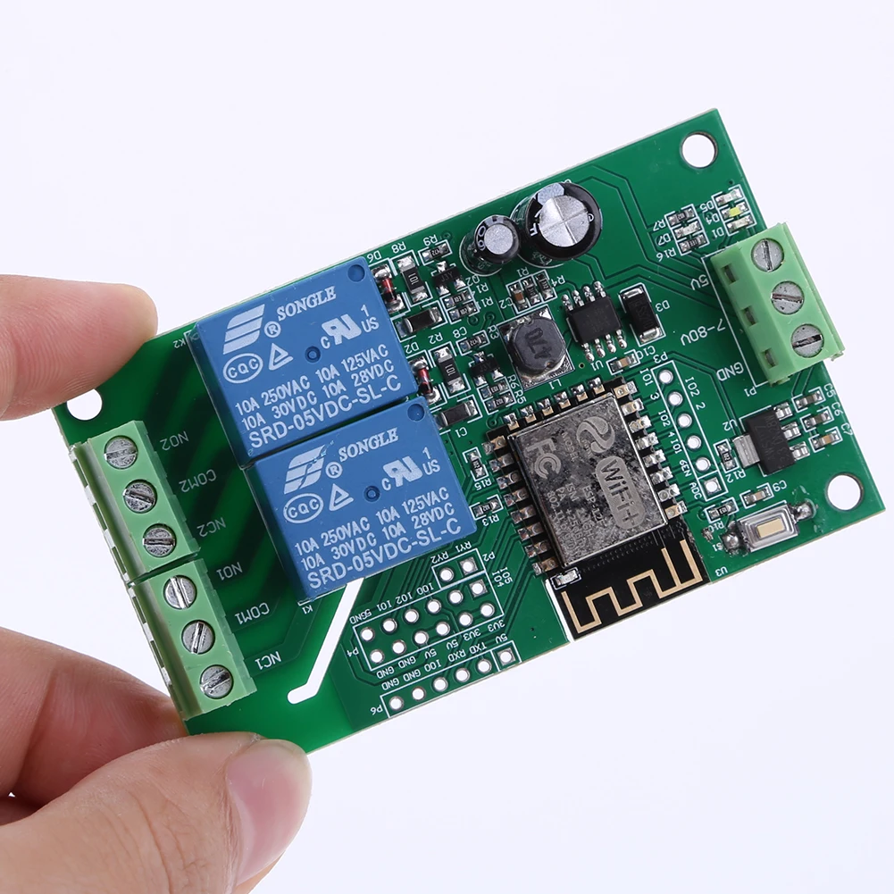 ESP8266 WIFI 스위치 컨트롤러 보드 듀얼 채널 ESP-12F 개발 보드 스마트 홈용 DC 5V 10A PCB 릴레이 모듈