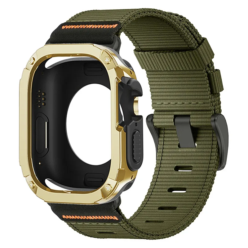 TPU PC Case with Nylon Strap for Apple Watch - Durable Protective Cover